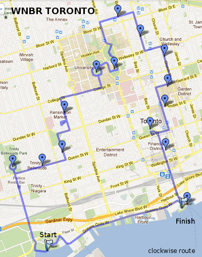 WNBR Toronto Route  Link to Google Map.