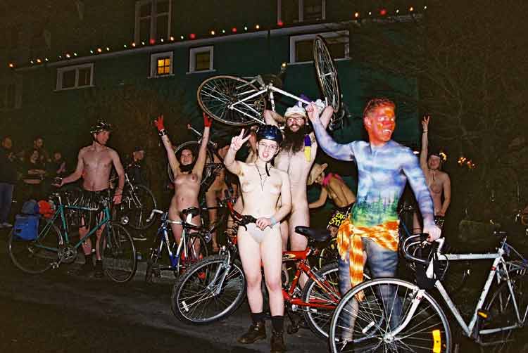 Naked Bike Ride in the middle of winter