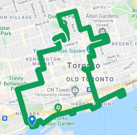 WNBR 2020+ Toronto Route  Link to Google Map.